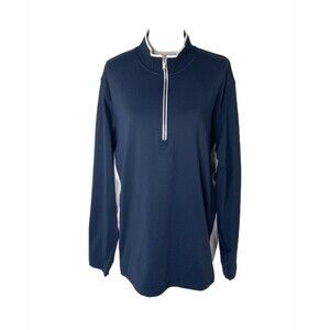 Vuga Men’s Shirt Blue Pullover Quarter Zip Long Sleeve Athletic Golf Size XXL